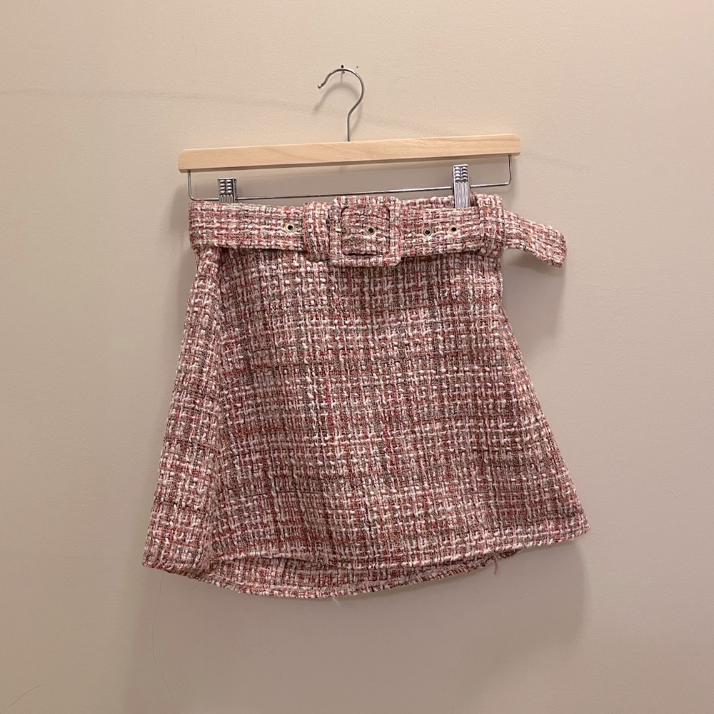 NWT ZARA BELTED TWEED SKIRT - S - 2157/223/330